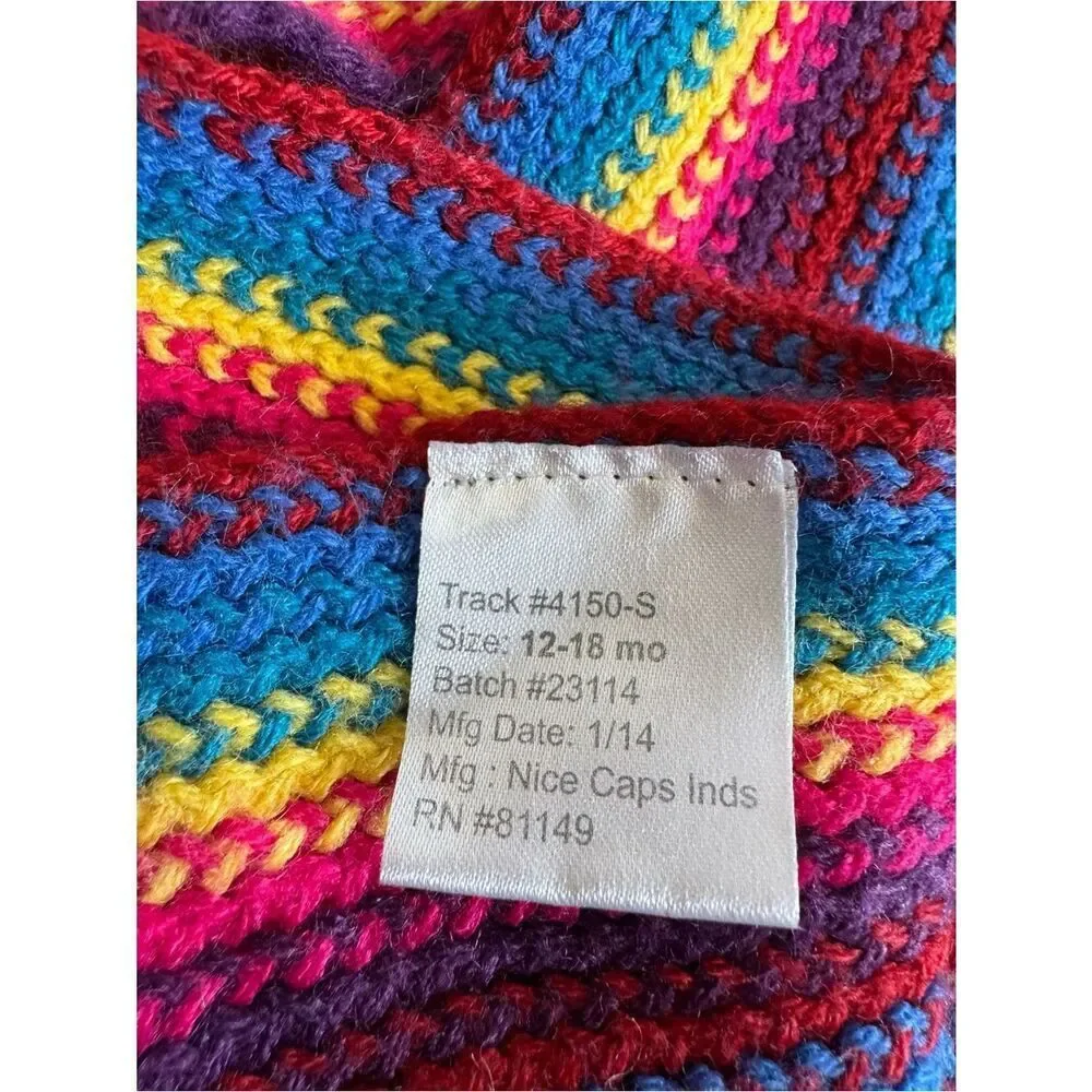 Nice Caps Industdy Kids Multi Color Bright Rainbow Baby Scarf Rainbow 12/18 M